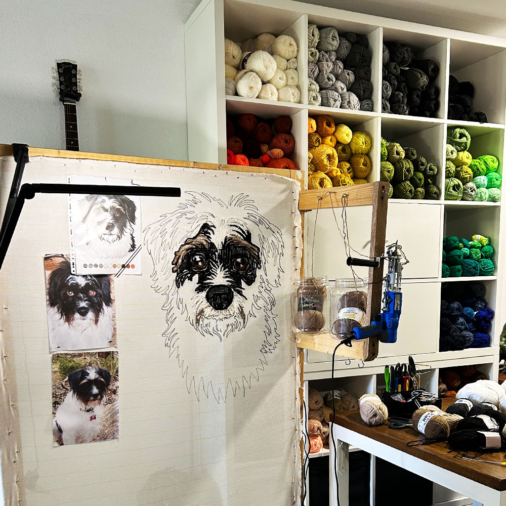 handmade dog rug portrait